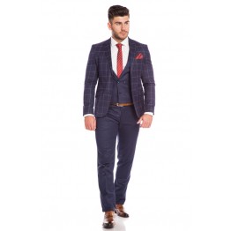 Costum Lowrence, in carouri cafenii alcatuit din 3 piese